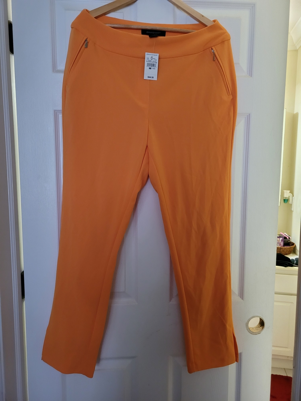 Ashley Stewart Orange Cropped Pull-On Pants